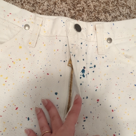 Wrangler vintage white paint splatter cowboy cut high rise slim taper leg jeans - Picture 4 of 10